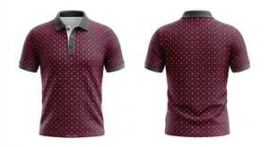 เสื้อโปโลผู้ชายสีแดงเลือดหมู ลายจุด แขนสั้น ผ้าฝ้าย ระบายอากาศได้ดี ผ้าอ๊อกซ์ฟอร์ด ทรงปกติ - Product Image 1
