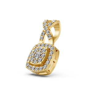 Lab Grown Diamond Halo Pendant 0.49 Carat Round Brilliant Cut Cluster <b>Necklace</b> IGI Certified 10K Gold Wedding Gift Women - Product Image 6