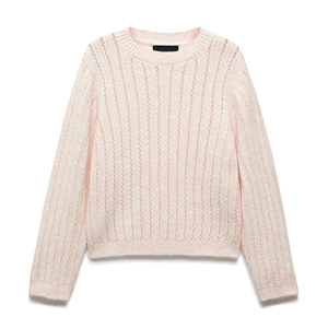 Suéter de Punto Azul Claro de Manga Larga para Mujer, Estilo Minimalista, Diseño Sólido, para Todas las Temporadas, Fabricante OEM - Product Image 3