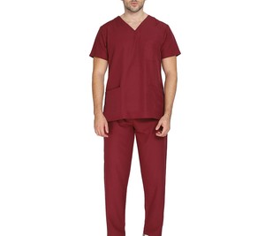 2025 Hot Sale Soft Cotton Mens Custom Slim Fit <b>Doctor</b> Scrub <b>Set</b> V-Neck Short Sleeve Top Tapered Pants Woven Breathable Quick Dry - Product Image 6