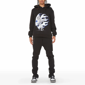 Custom Logo Puff Print Hip Hop 100% Cotton Streetwear <b>Flare</b> Sweat Pants Hoodie Tracksuit for <b>Men</b> - Product Image 1