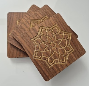 Islamic Geometric Laser Engraved Solid Wood Coaster Handcrafted Heat Resistant Drink Mat <b>Table</b> <b>Protector</b> Coffee Tea Cup Holder - Product Image 3