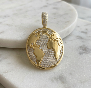 Custom Iced Large World Globe Geometric 925 Silver <b>Gold</b> Plated Lab Grown Diamond Fine <b>Pendants</b> Charms Hip hop Party Gifts Unisex - Product Image 1