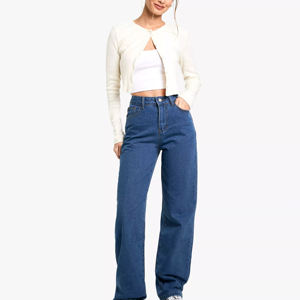 Nouveauté, service OEM, jeans baggy sur mesure de haute qualité pour femmes, jeans en denim baggy surdimensionnés, taille plus, en coton pour femmes - Product Image 2