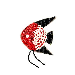 Broche florale brodée à la main avec perles de rocaille colorées, bijou de mode - Product Image 4