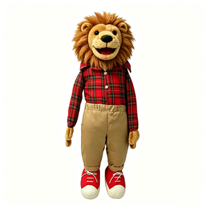 Dressed Plush <b>Lion</b> Hand Puppet with Plaid Shirt & Sneakers – Interactive Pretend Play <b>Toy</b> for Kids - Product Image 2