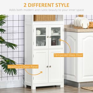 63\" White 4-Door <b>Pantry</b> Storage <b>Kitchen</b> Hutch Cabinet with Adjustable Shelf Dining Room Organizer - Product Image 5