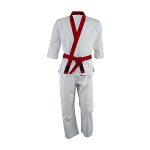 Kimono de BJJ blanc avec ceinture rouge, coupe régulière, 100% coton, respirant, durable, vêtements d'arts martiaux unisexes pour adultes - Product Image 2