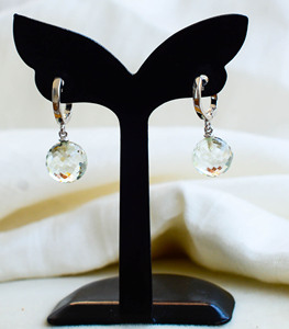 Pendientes de plata de ley 925 con amatista verde briolette, estilo antiguo, hechos a mano, en venta. - Product Image 1