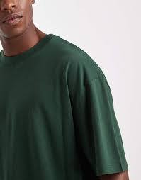 Camiseta Oversize de Corte Holgado para Hombre, Cuello Redondo, Color Verde Oliva Liso, Esencial para Verano, Alta Densidad - Product Image 2