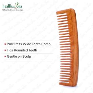 HealthAndYoga PureTress Neem <b>Wood</b> Wide Tooth <b>Comb</b> Handmade Biodegradable Ecofriendly Plastic Free Soothes Scalp Child Hair - Product Image 1