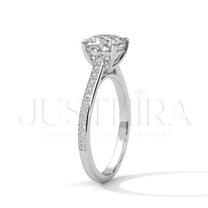 High Quality 925 Silver VVS Moissanite Diamond Ring with Round Cut and White Gold Overlay for Womens <b>Wedding</b> Engagement Ring - Product Image 4