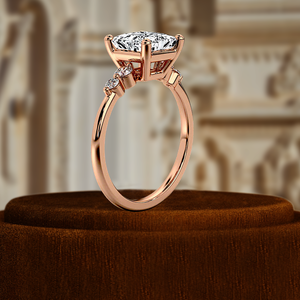 14K Rose Gold Solitaire Engagement <b>Ring</b> IGI Certified Lab Grown Diamond 1.5Ct Princess Cut Side <b>Two</b> <b>Stone</b> Wedding Party - Product Image 6