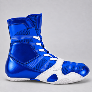 Zapatillas de Lucha Azules con Cierre de Velcro, Paneles de Malla, Diseño Transpirable para Adultos, Unisex, para Todas las Estaciones - Product Image 1