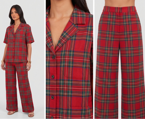 Ensemble pyjama à carreaux pour femmes enceintes, manches courtes, col rabattu, coupe ample, pantalon de maternité, vêtements de nuit confortables pour l'hiver - Product Image 4