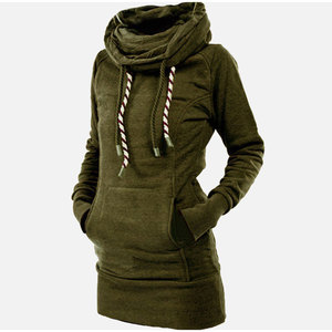 Vestido Sudadera con Capucha de Manga Larga, Color Negro Sólido, Felpa Francesa de Algodón, Corte Holgado Informal, Ropa de Otoño Unisex - Product Image 6
