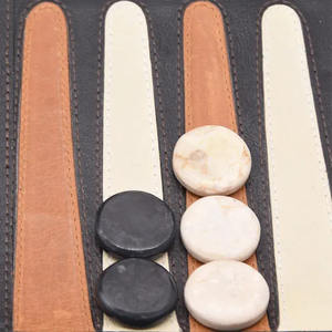 Jeu de backgammon en cuir PU rose et vert, style occidental, avec rangement enroulable pour voyage - Product Image 5