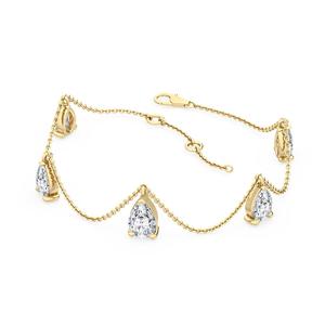 Bracelet éblouissant en or rose 9 carats avec diamants de laboratoire taille poire de 2,00 CTW - Product Image 6