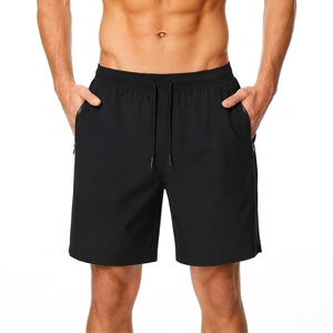 Shorts décontractés pour hommes, noirs, à séchage rapide, respirants, écologiques, imperméables, 100% coton, style streetwear, taille élastique, avec poches - Product Image 1