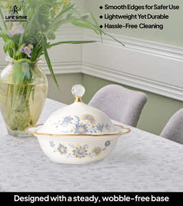 Luxury Bone China Candy Bowl <b>with</b> Floral Design, Gold Accents & Elegant Handle <b>Lid</b> - Product Image 5
