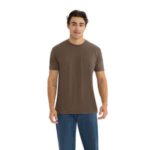 Camiseta de Punto CVC para Hombre, Color Marrón, Cuello Redondo, Manga Corta, Transpirable, Diseñada para Serigrafía - Product Image 4