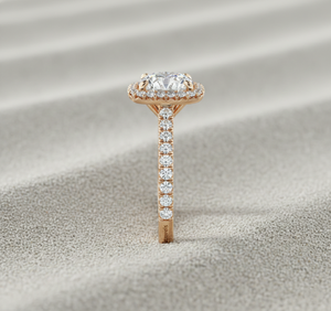 Cushion Outline Pav Diamond Halo Engagement <b>Ring</b> with Prong Setting Rose Gold Plated for Certified Luxury Design - Product Image 4
