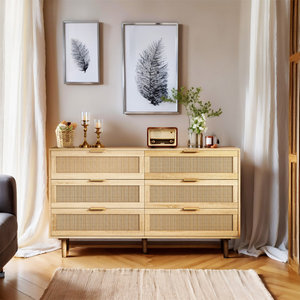 51.18 "ตู้เก็บของหวาย6ลิ้นชักตู้ห้องนั่งเล่นหรูหราพร้อมลิ้นชักหวายที่ทนทาน - Product Image 1