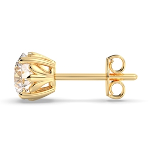 REYES Classic Design Round Brilliant Cut Moissanite <b>Screw</b> <b>Back</b> Stud <b>Earrings</b> For Women 14K Yellow <b>Gold</b> Wedding Fine Jewelry - Product Image 3