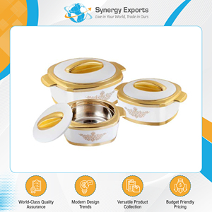 Worldwide Exporter Selling Kitchenware Casserole <b>Set</b> 3-Piece with Stainless Steel Interior and <b>Pot</b> Covers for Home & Restaurants - Product Image 2