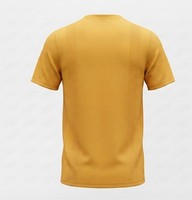 T-shirt à manches courtes pour homme, jaune moutarde, col rond, couleur unie, coupe classique, évacuation de l'humidité, 100% polyester, toutes saisons