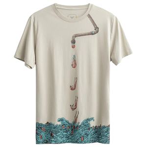 เสื้อยืดผู้ชายผ้าฝ้าย100% ของอินเดียเสื้อยืดลำลองถักแบบระบายอากาศซักไว้ก่อนพิมพ์ลายพิมพ์ลายตามสั่ง - Product Image 3