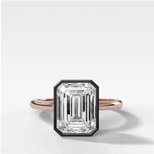 Wholesale Emerald Lab Grown Diamond Engagement Rings 14K 18K Solid Gold <b>Black</b> Contrast Bezel Set Solitaire Bridal <b>Wedding</b> <b>Bands</b> - Product Image 5