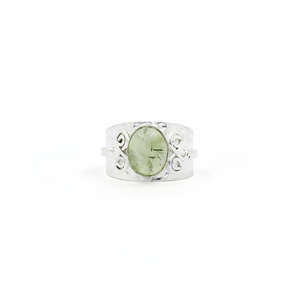 Natural Prehnite Oval Gemstone <b>Ring</b> Silver Plated Brass Statement <b>Ring</b> Wholesale Handmade Gemstone Jewelry for Women - Product Image 3
