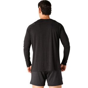 T-shirt de sport à manches longues pour homme, noir, à séchage rapide, respirant, haut de gamme pour la salle de sport, la remise en forme et l'entraînement - Product Image 2