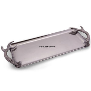 Bandejas de Servicio Metálicas Decorativas con Forma Personalizada, Suministros para Hoteles y Restaurantes, Diseño Moderno, Acabado Dorado, Borde Repujado - Product Image 2