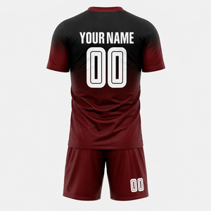 Maillot de football personnalisé WARPRO INDUSTRY pour homme, manches courtes, évacuation de l'humidité, uniforme d'équipe athlétique, dégradé rouge et noir - Product Image 4
