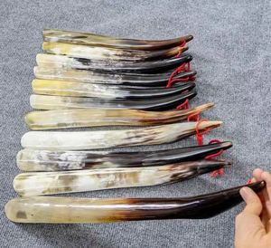 New Real Buffalo Horn Waterproof Handmade Long Handled Small Animal Shoe Horn Handicraft for Christmas and New Year Decorations - Product Image 5