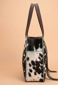 Cowhide Leather Shoulder Bag Fringe Tassel Handbag Flap <b>Purse</b> for Daily Use - Product Image 2