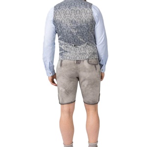 Shorts bavarois en cuir gris pour homme, qualité supérieure, taille mi-haute, brodés, coupe décontractée, style boutonnage. - Product Image 6