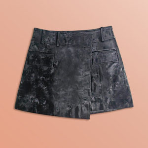 Faux leather <b>mini</b> skirt Ruched pencil skirt women Shiny club style skirt Sexy high waist skirt - Product Image 3