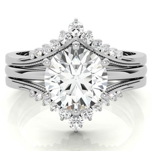 Anillo de Moissanita de Corte Redondo, Plata de Ley 925, Chapado en Oro de 18K, Anillo de Compromiso, Boda o Promesa de Lujo para Mujer - Product Image 1