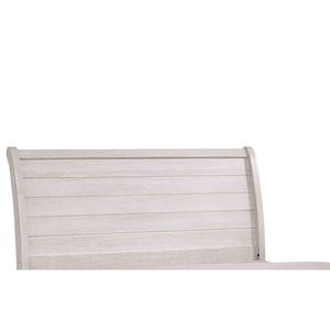 Letto a slitta matrimoniale contemporaneo con finitura grigio gesso, testiera curva orizzontale con linee leggermente inclinate, in legno - Product Image 4