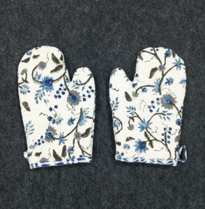 Maniques de four en coton à motifs floraux, isolantes, blanc, bleu, gris, pour la cuisson au four - Product Image 1
