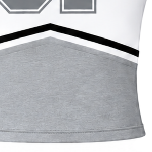 Haut d'uniforme de cheerleading gris sans manches, col en V, pour performance de danse d'équipe, compétition athlétique, vêtements de sport - Product Image 6