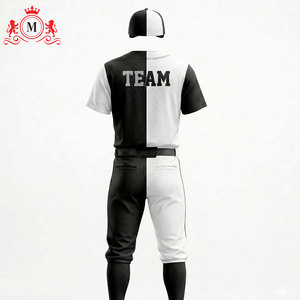 Ensemble uniforme de baseball noir et blanc pour hommes avec numéro 24 imprimé numériquement, maillot et pantalon en polyester respirant pour adultes - Product Image 2