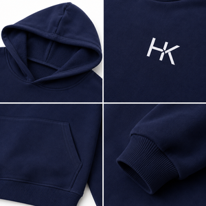 เสื้อฮู้ดดี้โอเวอร์ไซส์คุณภาพสูง สกรีนโลโก้ตามสั่ง ผ้าฟลีซเนื้อหนา ใส่ได้ทั้งชายและหญิง สไตล์สตรีทแวร์ สีกรมท่า - Product Image 3