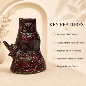 SHUBHAM Owl Shape Metal Candle Holder Resin Desk <b>Lamp</b> Stand Carved Animal <b>Table</b> Decor for Home <b>Study</b> - Product Image 3