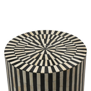 Tabouret d'appoint rond moderne en bois avec incrustation d'os noir style Art Déco pour chambre et salon, décoration intérieure - Product Image 2