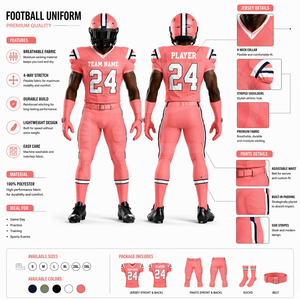 Ensemble de maillot et pantalon de football américain personnalisé, imprimé par sublimation, 100% polyester, évacuation de l'humidité, séchage rapide, extensible dans quatre directions - Product Image 4