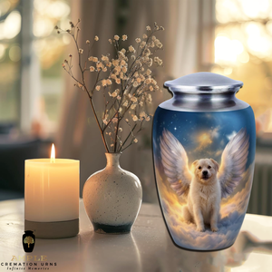 โกศสัตว์เลี้ยงรูปปีกนางฟ้า ดีไซน์สวรรค์ ขนาดใหญ่ อลูมิเนียม 220 คิวบิกอินช์ เป็นมิตรกับสิ่งแวดล้อม สำหรับเก็บอัฐิที่ระลึก - Product Image 3